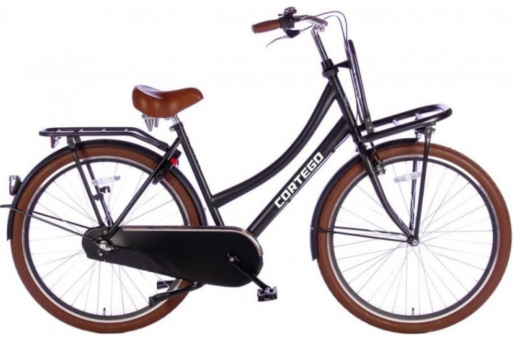 Cortego Cargo Damesfiets Mat-Zwart 28 Inch - 3 Versnellingen